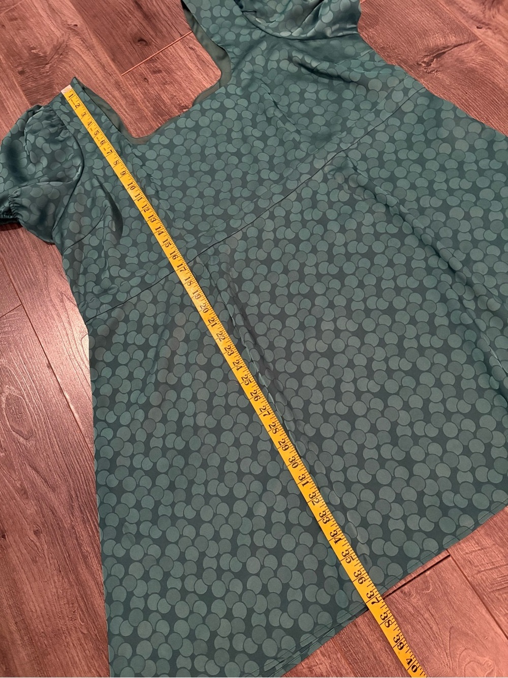 ModCloth women's Green Polka Dot Puff Sleeve jacquard Mini Dress size 2XL - Picture 11 of 11